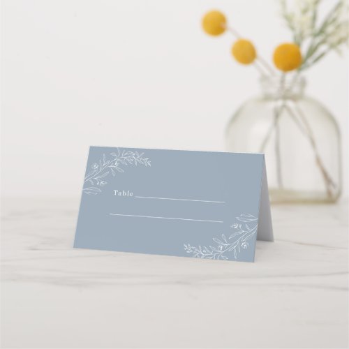 Modern Minimalist Boho Dusty Blue Wedding Place Card