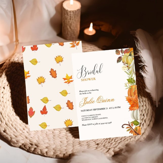 Modern Minimalist Boho Fall Pumpkin Bridal shower Invitation (Creator Uploaded)