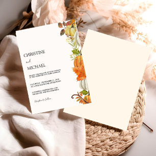 Modern Minimalist Boho Fall Pumpkin Wedding  Invitation