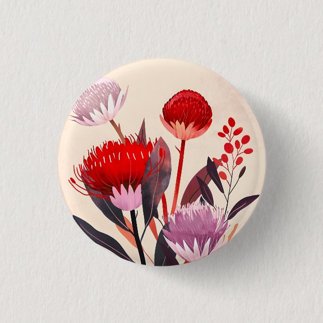 Modern Minimalist Boho Floral Botanical Button (Front)
