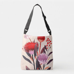 Modern Minimalist Boho Floral Botanical Crossbody Bag