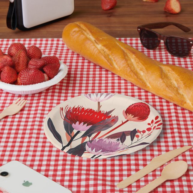 Modern Minimalist Boho Floral Botanical Paper Plates (Picnic)