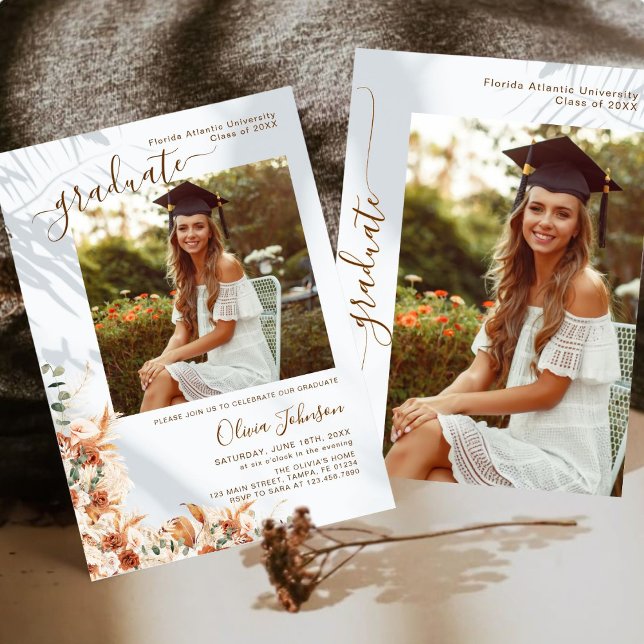 Modern Minimalist Boho Floral Graduation Announcement (Creator Uploaded)