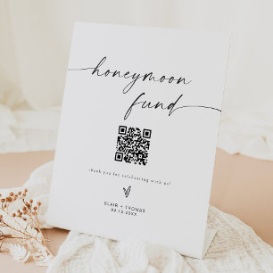 Modern Minimalist Boho Honeymoon Fund Wedding Sign