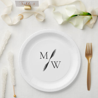 Modern Minimalist Boho Monogram Wedding  Paper Plates