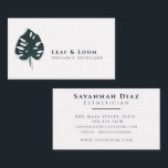 Modern Minimalist Boho Monstera Leaf Green White Business Card<br><div class="desc">Clean and modern, this minimalist business card design is perfect for skincare professionals from organic. The front features a striking dark green monstera leaf illustration paired with elegant serif typography for the brand name and tagline. The back displays the professional’s name, title, and contact information in a refined layout, ensuring...</div>