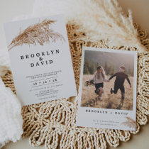 Modern Minimalist Boho Pampas Grass Wedding  Invitation