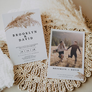 Modern Minimalist Boho Pampas Grass Wedding  Invitation