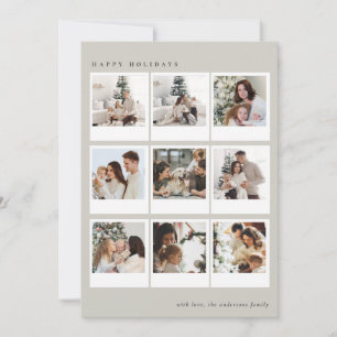 Modern Minimalist Boho Photo collage Christmas Holiday Card