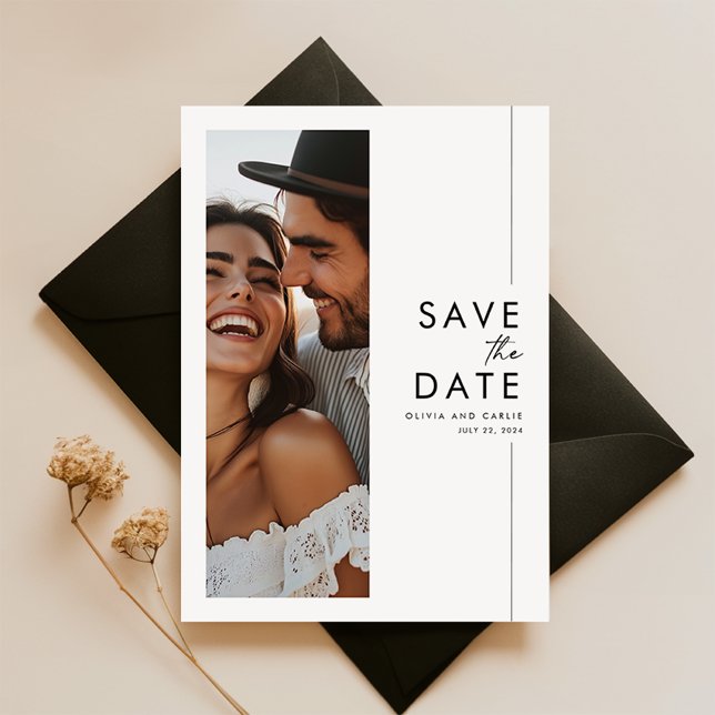 Modern Minimalist Boho Photo Save the Date Invitation (Creator Uploaded)