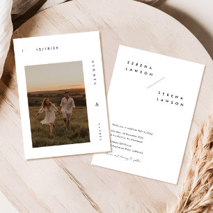 Modern Minimalist Boho Photo Wedding Invitation