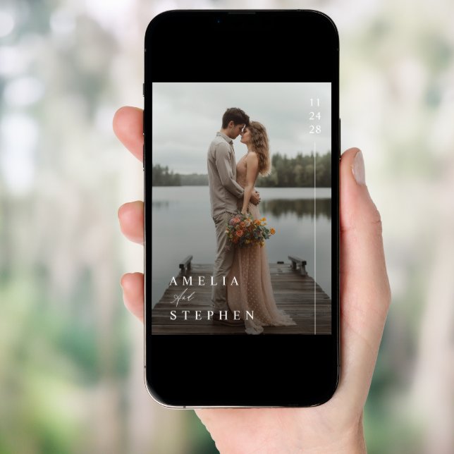 Modern Minimalist Boho Photo Wedding Invite (Front Digital)