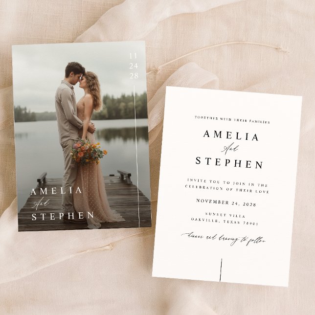 Modern Minimalist Boho Photo Wedding Invite (Creator Uploaded)