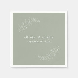 Modern Minimalist Boho Sage Green Wedding Napkins