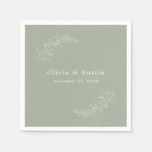 Modern Minimalist Boho Sage Green Wedding Napkins