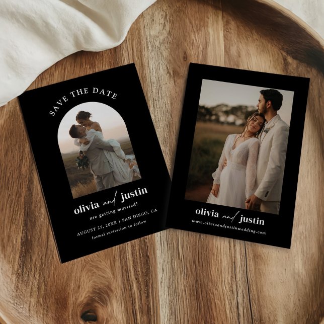 Modern Minimalist Boho Save the Date Photo Cards (Creator Uploaded)