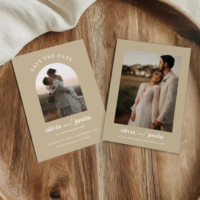 Modern Minimalist Boho Save the Date Photo Cards (Creator Uploaded)