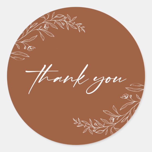 Modern Minimalist Boho Terracotta Script Classic Round Sticker (Front)