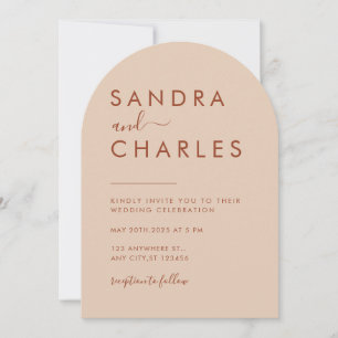 Modern Minimalist Boho Terracotta wedding  Invitation