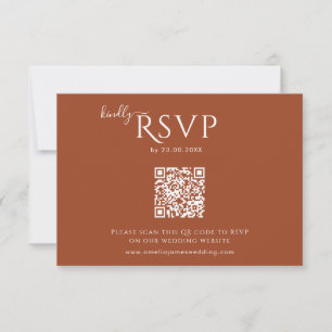 Modern Minimalist Boho Terracotta Wedding RSVP Card