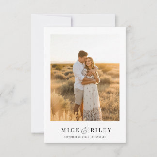 Modern Minimalist Boho Text and Photo Wedding Save The Date