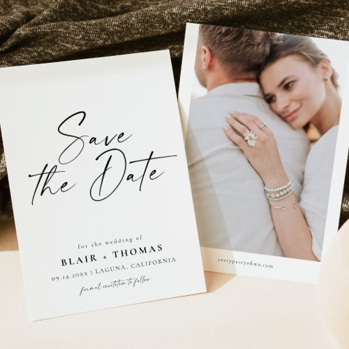 Modern Minimalist Boho Wedding Save the Date Invitation