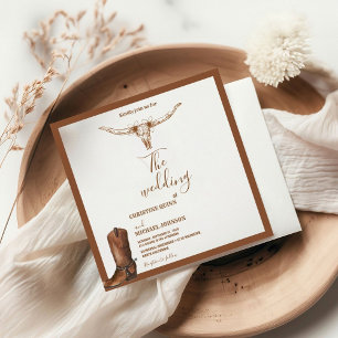Modern Minimalist Boho Western Cowboy Wedding Invitation