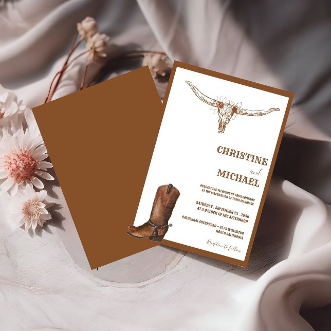 Modern Minimalist Boho Western Cowboy Wedding  Invitation (Creator Uploaded)