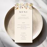 Modern Minimalist Boho Wildflower Floral Wedding Menu<br><div class="desc">Modern wedding menu with simple minimalist typography and elegant wildflower floral illustration.</div>