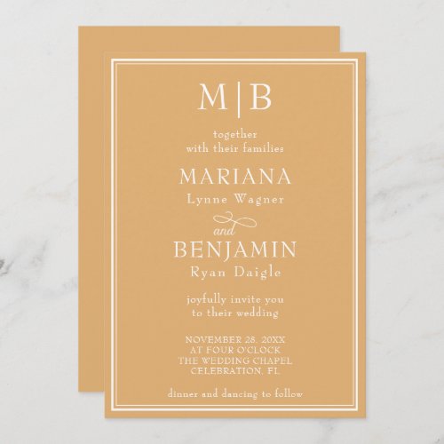 Modern Minimalist Boho Yellow Wedding Invitation