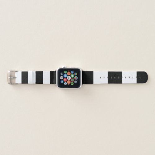Modern Minimalist Bold Black and White Stripe Apple Watch Band