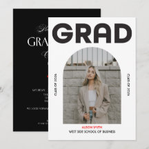 Modern minimalist bold black typography grad 2026 