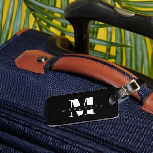 Modern Minimalist Bold Letter Initial Monogram Luggage Tag