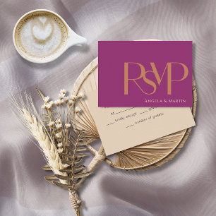 Modern Minimalist Bold Magenta Orange RSVP Card