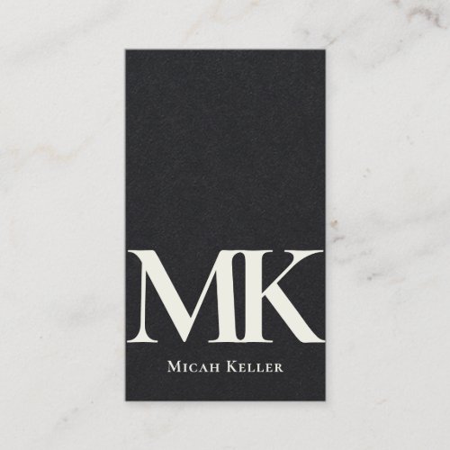 Modern Minimalist Bold Monogram Black and White Business Card