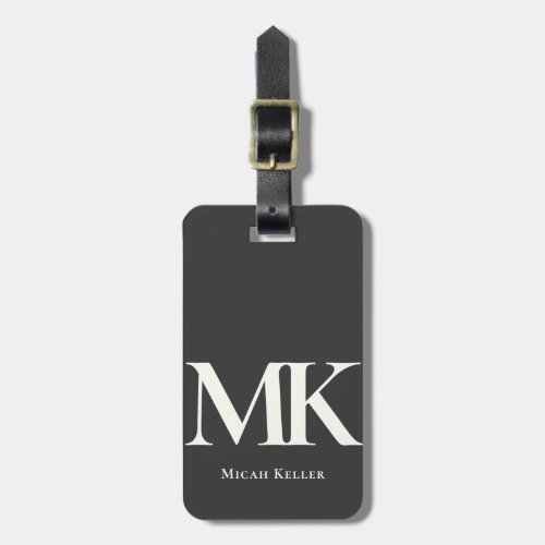 Modern Minimalist Bold Monogram Black and White Luggage Tag