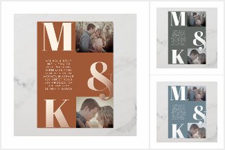 Modern Minimalist Bold Monogram Photo Wedding