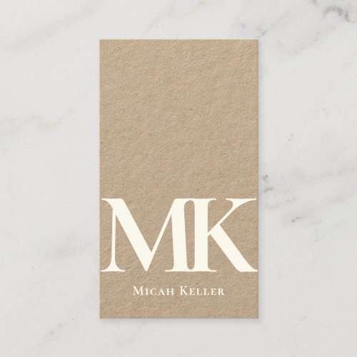 Modern Minimalist Bold Monogram Unique Kraft Business Card