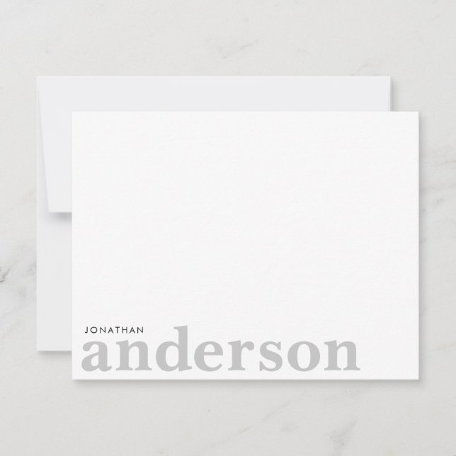 Modern Minimalist Bold Typography Black Note Card (Front)