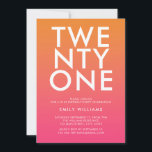 Modern Minimalist Bold Typography Pink Orange Invitation<br><div class="desc">Modern Minimalist Bold Typography Pink Orange 21st Birthday Invitation</div>