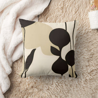 Modern Minimalist Botanical Abstract Neutral Beige Throw Pillow