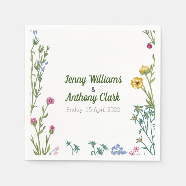 Modern Minimalist Botanical Floral Napkins (Front)