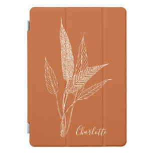 Modern Minimalist Botanical in Rust Personalized iPad Pro Cover