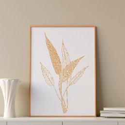 Modern Minimalist Botanical Leaves Drawing Poster
