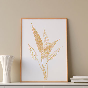 Modern Minimalist Botanical Leaves Drawing Poster by JuneJournal at Zazzle