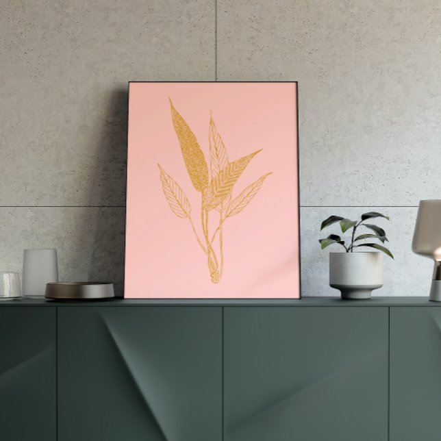 Modern Minimalist Botanical Line Art Drawing Pink Poster (Creator Uploaded)