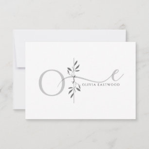 Modern Minimalist Botanical Monogram  Note Card