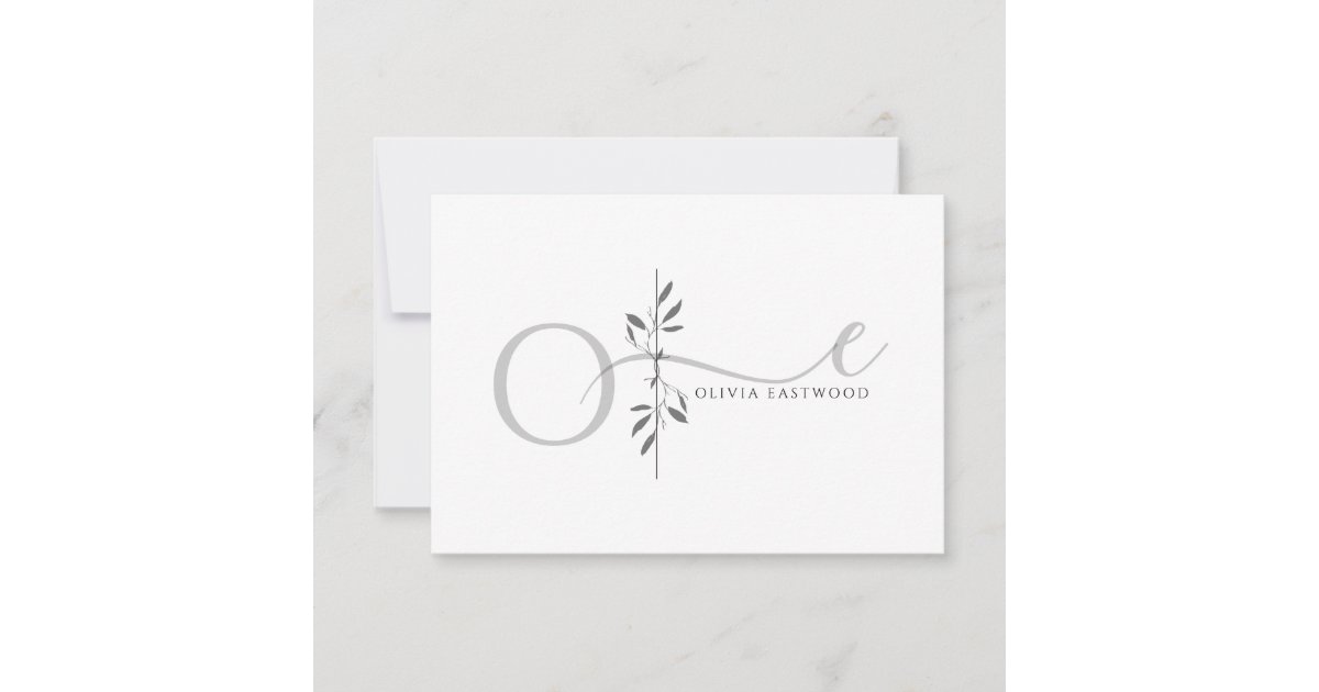 Modern Minimalist Botanical Monogram Note Card | Zazzle