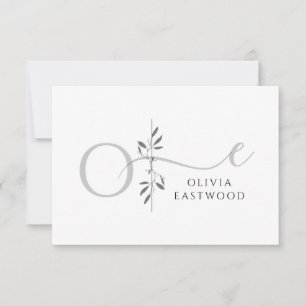 Modern Minimalist Botanical Monogram Note Card