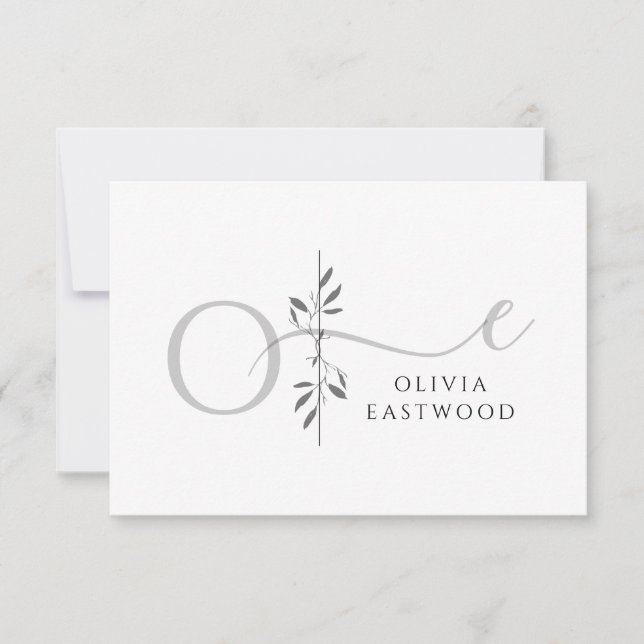 Modern Minimalist Botanical Monogram  Note Card (Front)